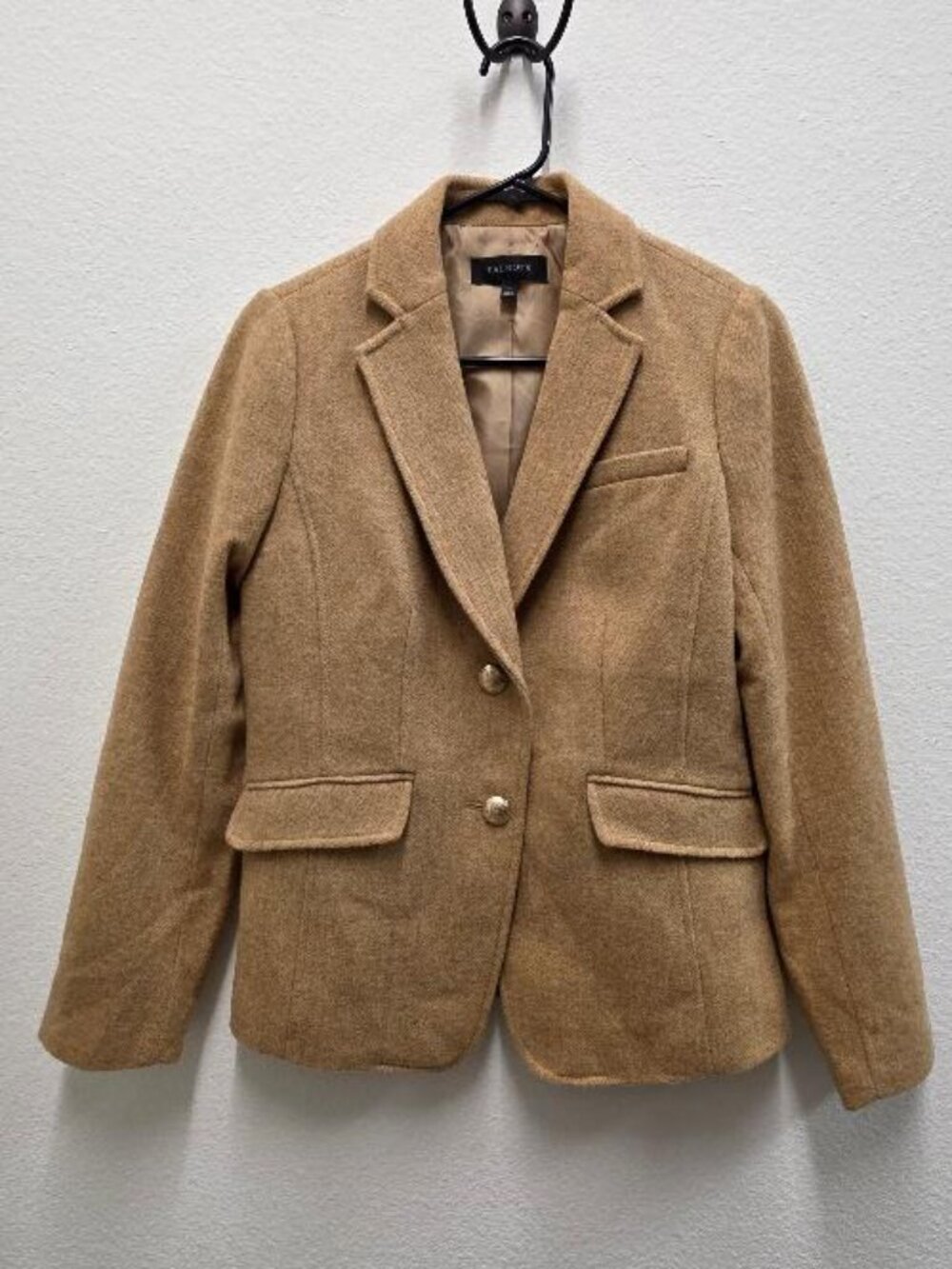Talbots Classic Blazer Wool Blend Herringbone Women’s Size 2 Tan